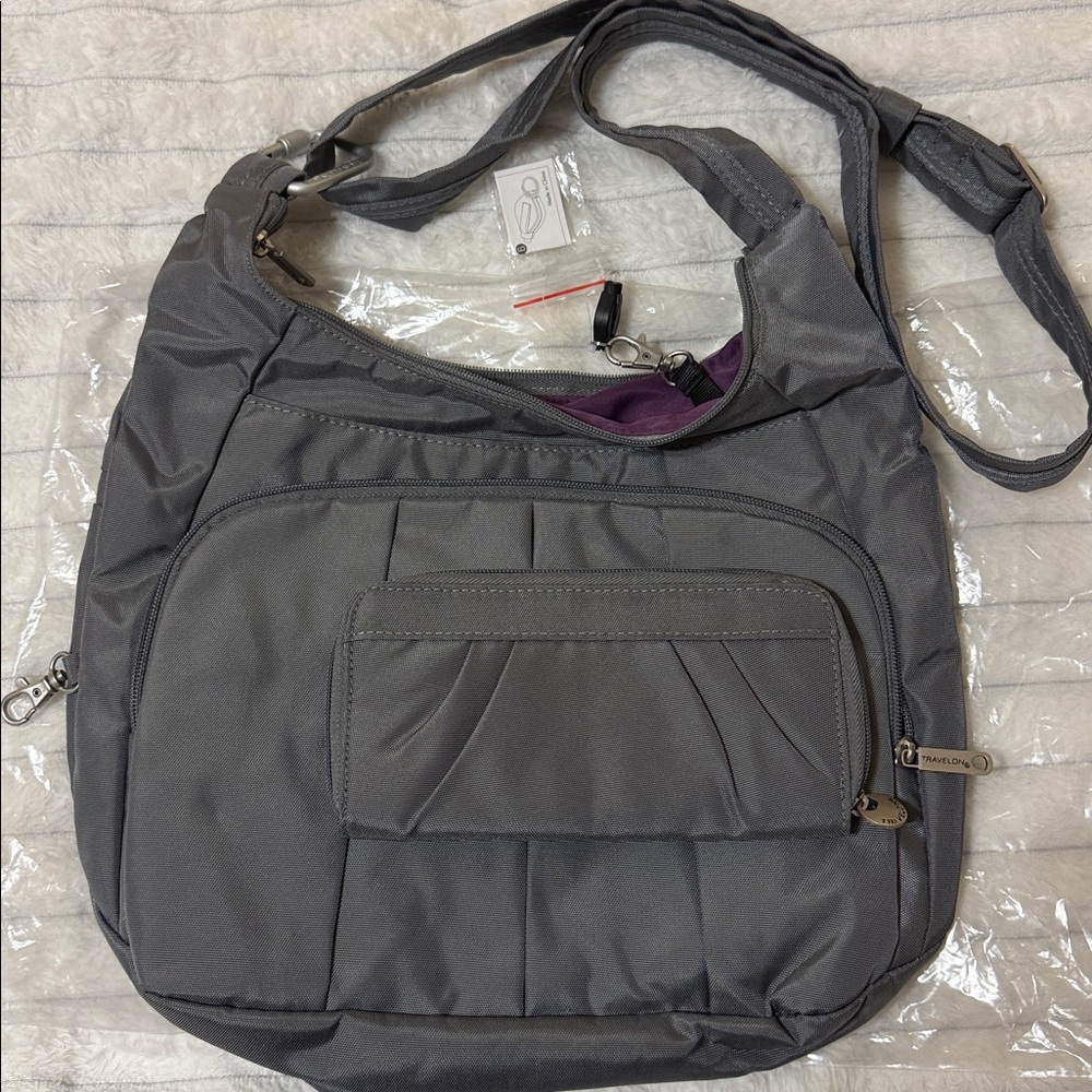 Travelon Silver Crossbody Bag and matching wallet